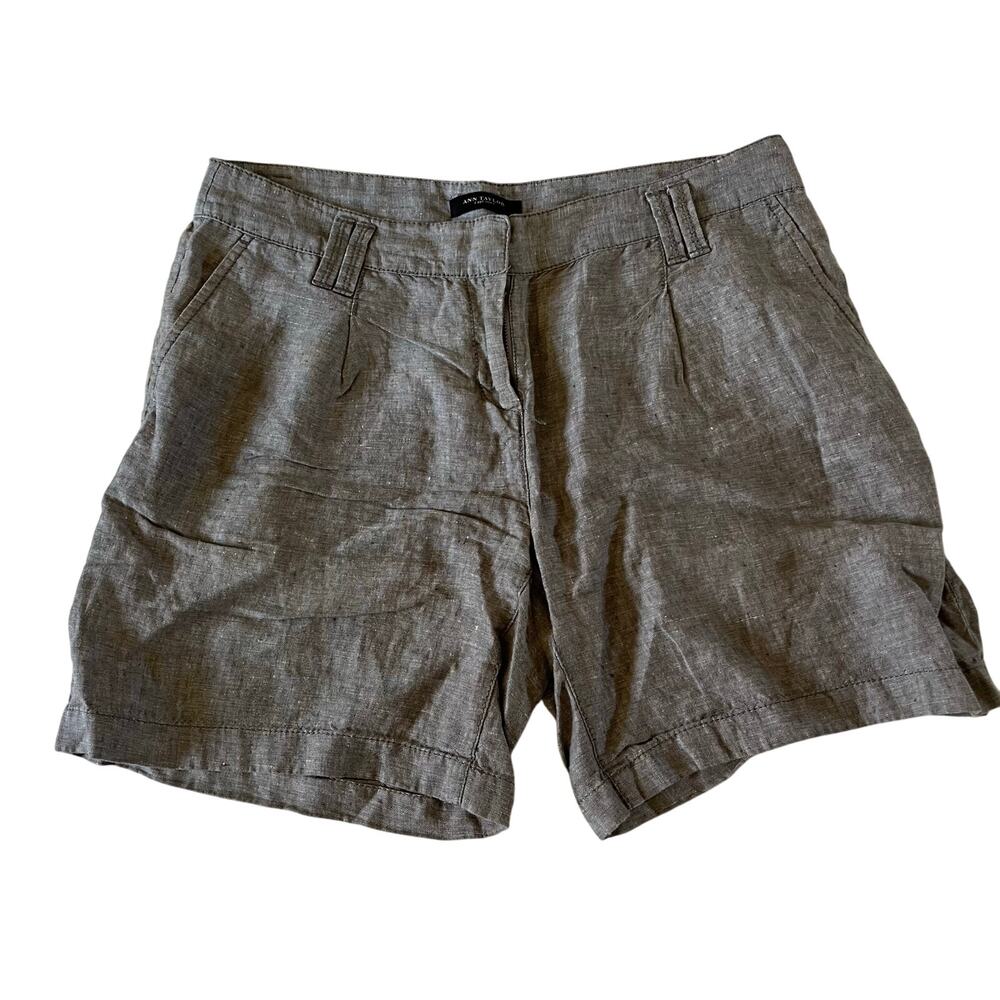 Ann Taylor Gray 100% Linen Trouser Shorts Sz 4 Preppy Casual